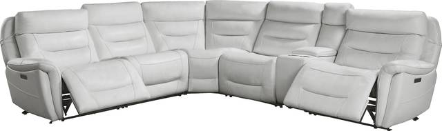 Regis Park Gray Leather 6 Pc Dual Power Reclining Sectional - Thumbnail - Image 3