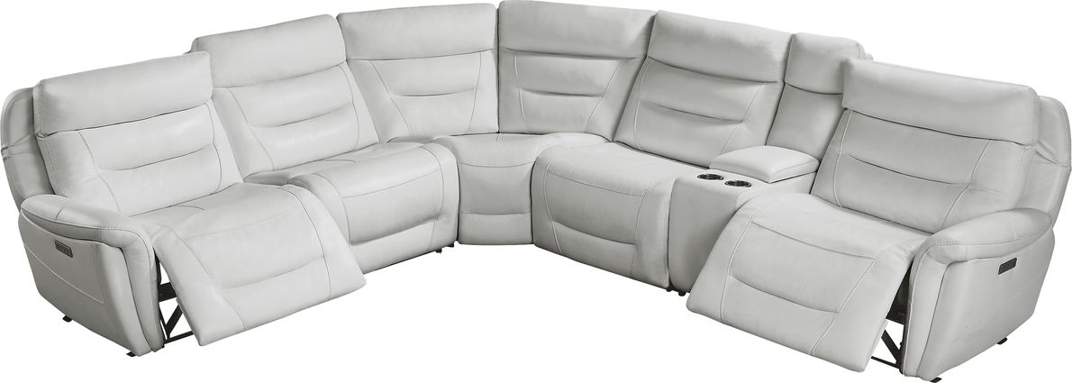 Regis Park Leather 6 Pc Dual Power Reclining Sectional