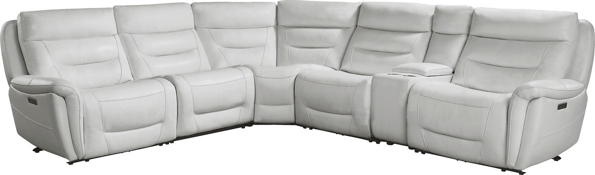 Regis Park Leather 6 Pc Dual Power Reclining Sectional