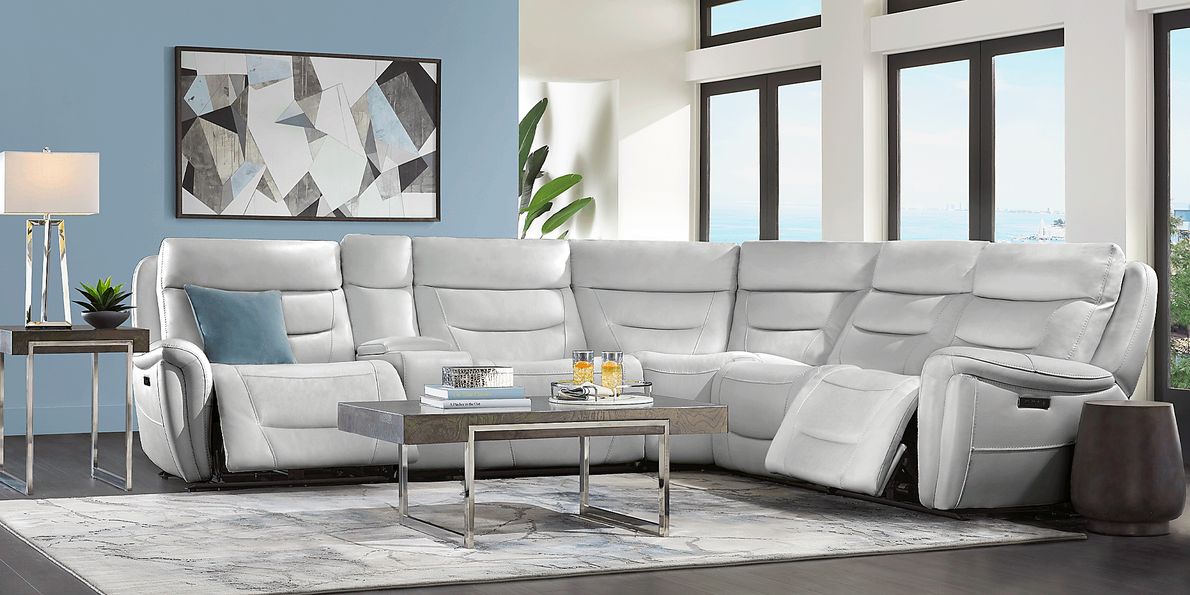 Regis Park 9 Pc Leather Dual Power Reclining Sectional Living Room