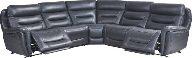 Regis Park Midnight Leather 5 Pc Dual Power Reclining Sectional - Thumbnail - Image 3