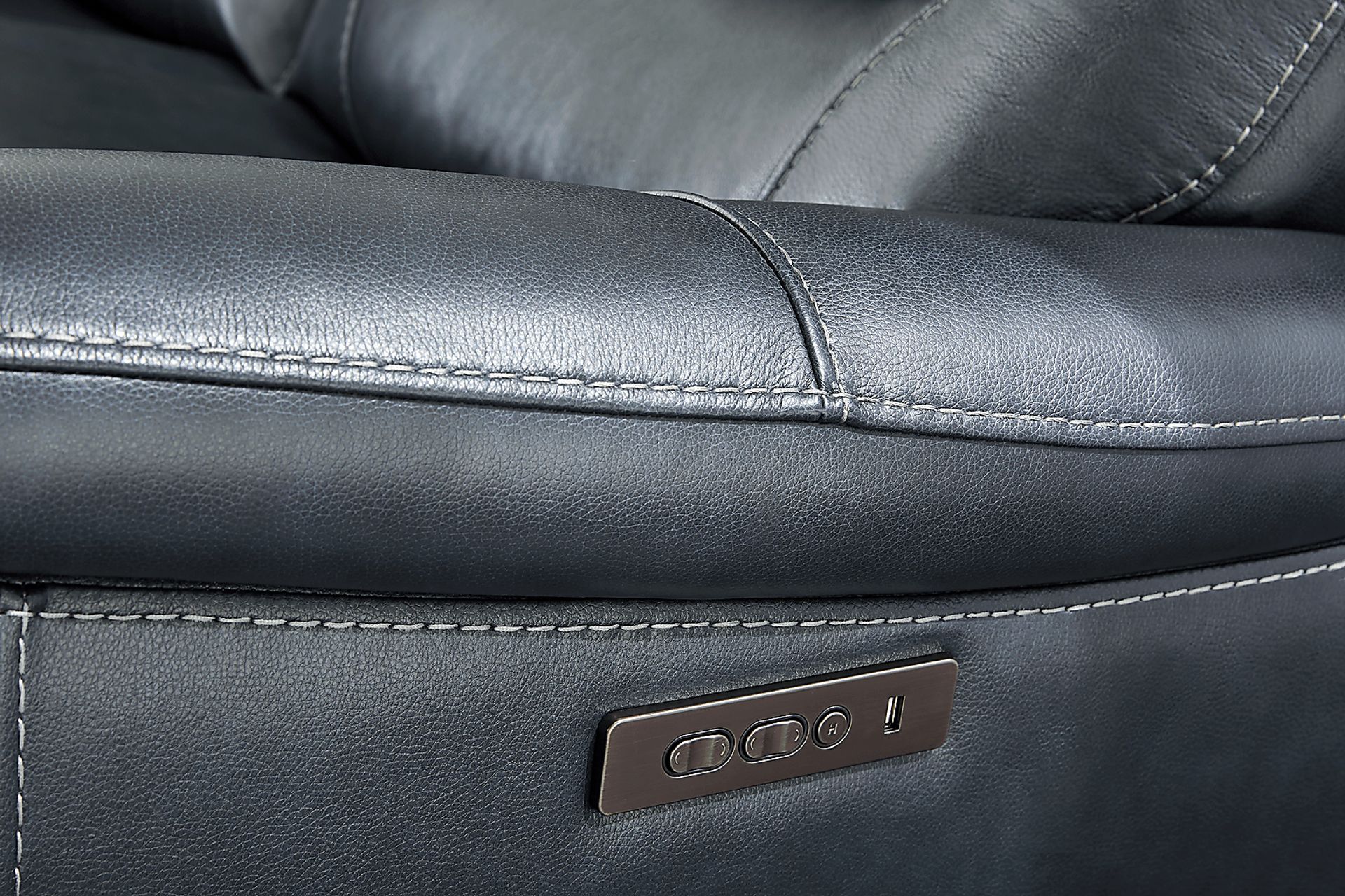 Regis Park Midnight Leather 5 Pc Dual Power Reclining Sectional - Image 7