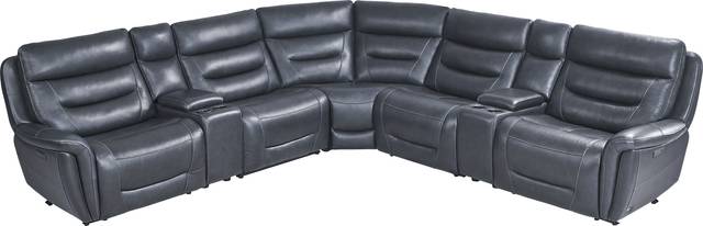 Regis Park Midnight Leather 7 Pc Dual Power Reclining Sectional - Thumbnail - Image 4