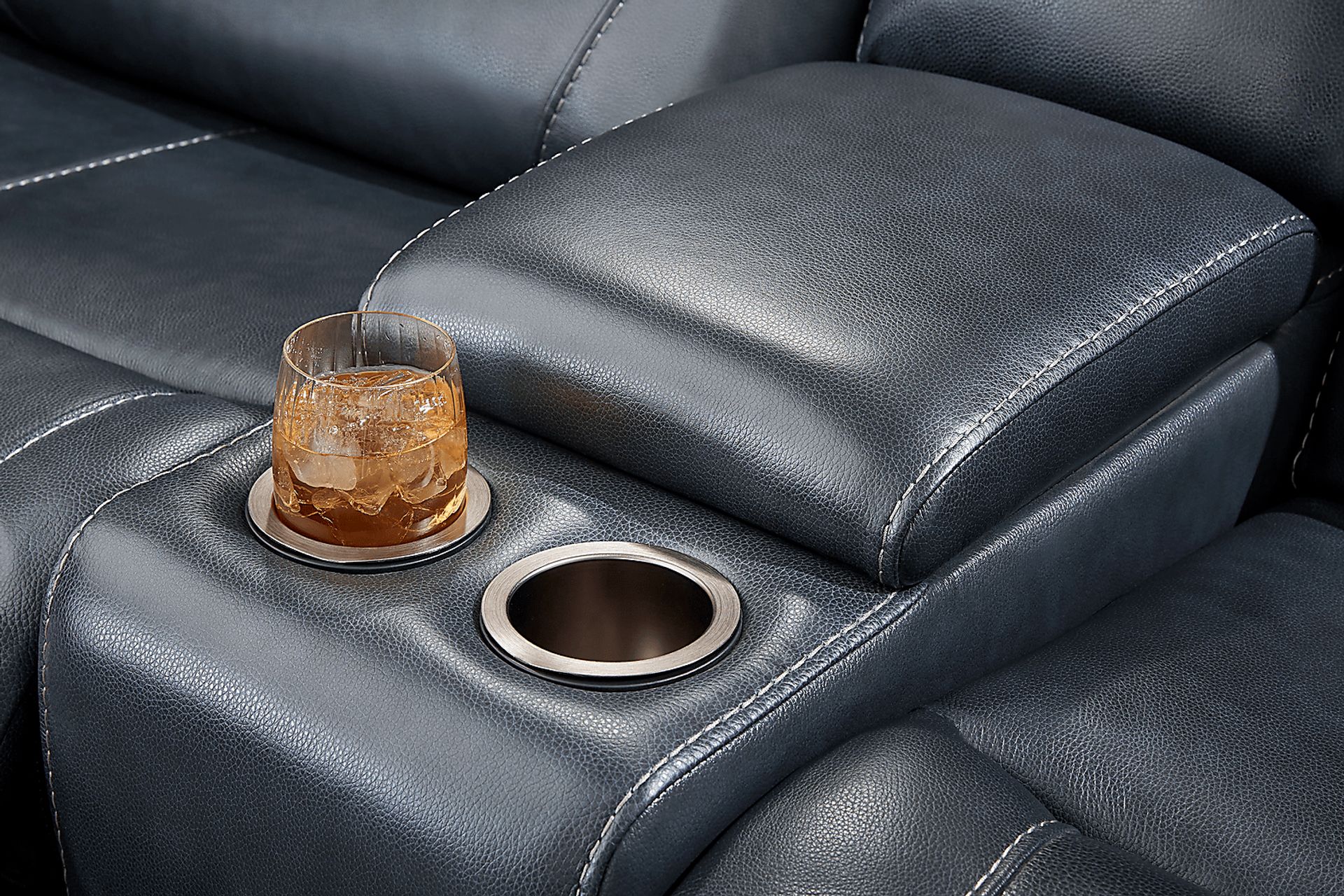 Regis Park Midnight Leather 7 Pc Dual Power Reclining Sectional - Image 8