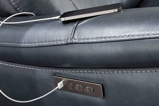 Regis Park Midnight Leather Dual Power Recliner - Thumbnail - Image 4