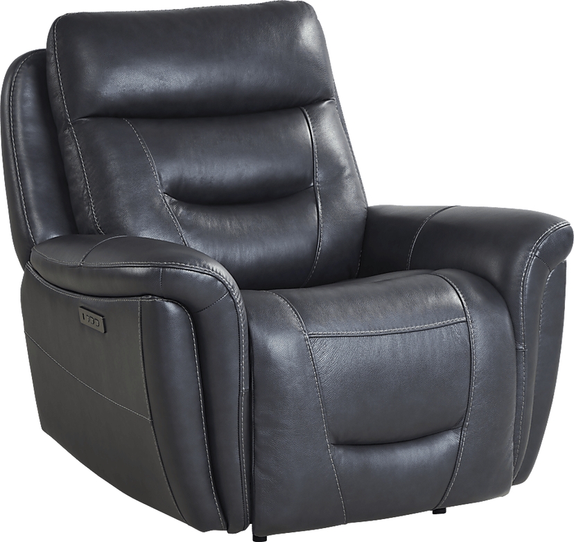 Cindy Crawford Regis Park Midnight Blue Leather Dual Power Recliner ...