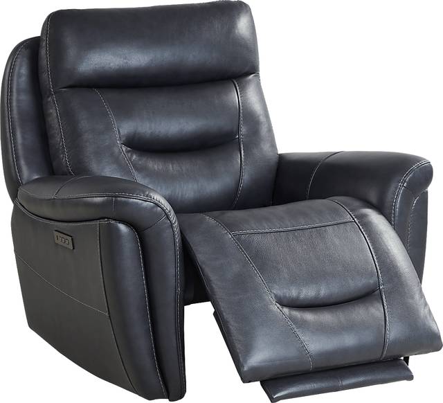 Regis Park Midnight Leather Dual Power Recliner - Thumbnail - Image 1