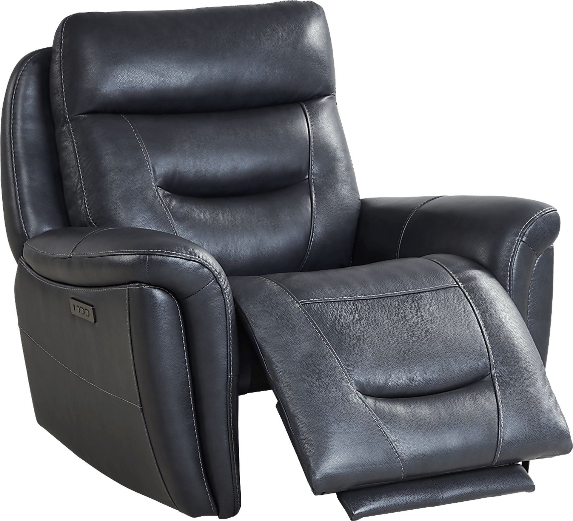 Regis Park Midnight Leather Dual Power Recliner - Image 1