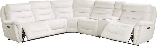 Regis Park White Leather 9 Pc Dual Power Reclining Sectional Living Room - Thumbnail - Image 3