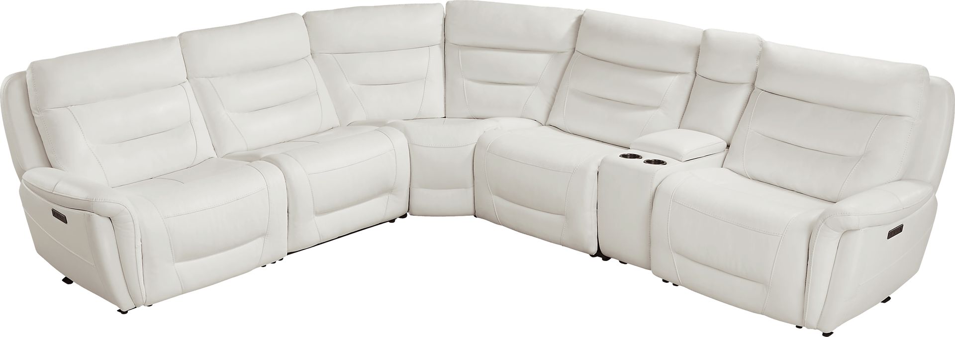 Regis Park White Leather 9 Pc Dual Power Reclining Sectional Living Room - Image 4