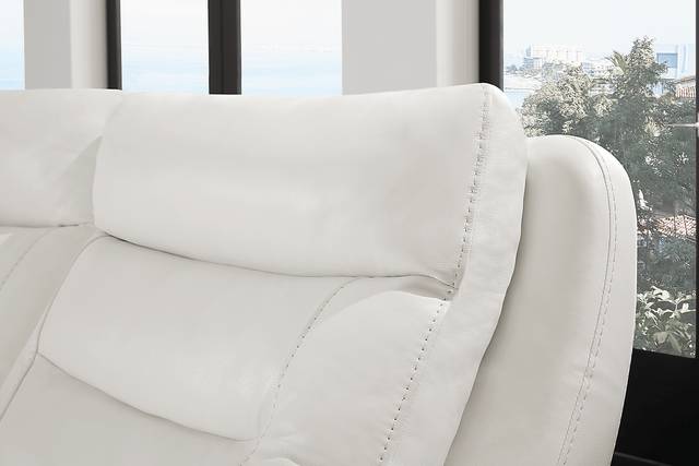 Regis Park White Leather 9 Pc Dual Power Reclining Sectional Living Room - Thumbnail - Image 6