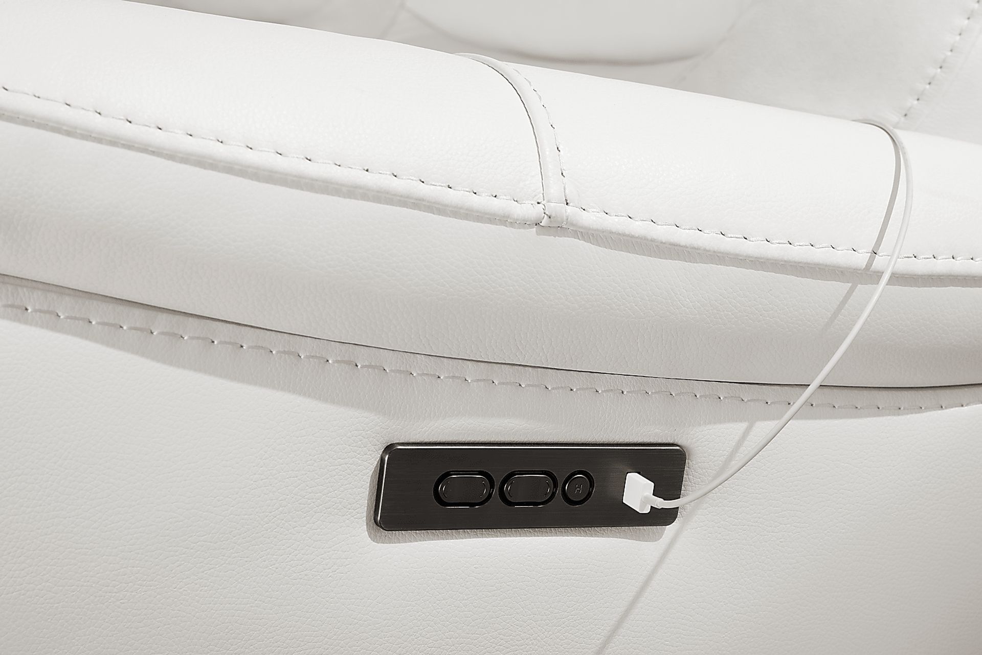 Regis Park White Leather 5 Pc Dual Power Reclining Sectional - Image 7