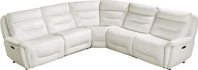Regis Park White Leather 5 Pc Dual Power Reclining Sectional - Thumbnail - Image 3