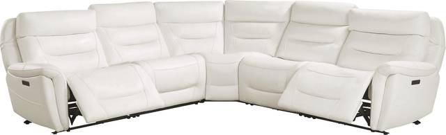 Regis Park White Leather 5 Pc Dual Power Reclining Sectional - Thumbnail - Image 4