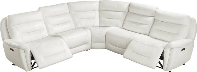 Regis Park White Leather 8 Pc Dual Power Reclining Sectional Living Room - Thumbnail - Image 5