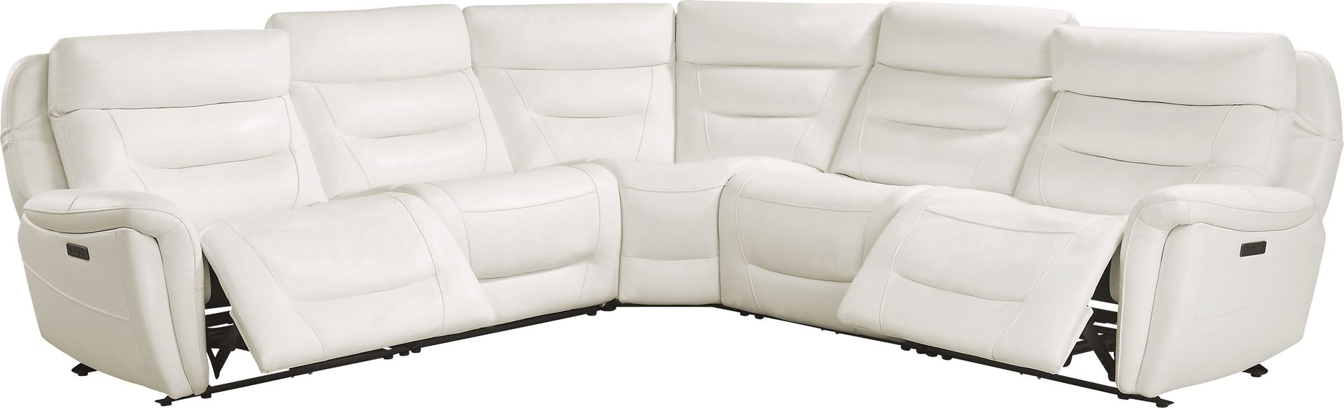 Regis Park White Leather 5 Pc Dual Power Reclining Sectional - Image 1