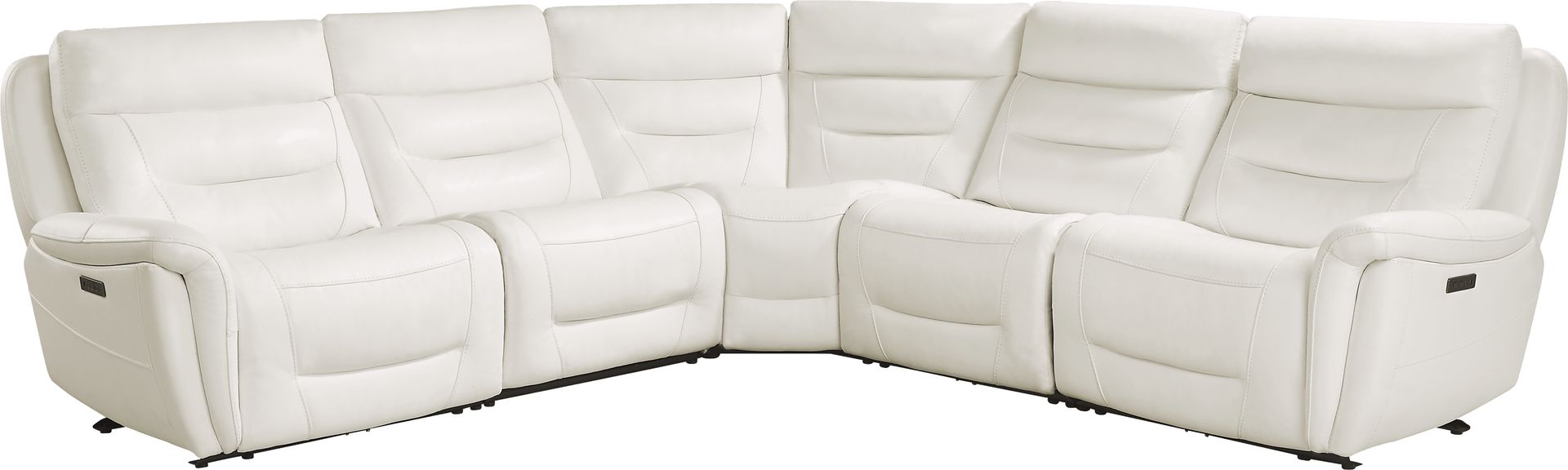 Regis Park White Leather 5 Pc Dual Power Reclining Sectional - Image 1