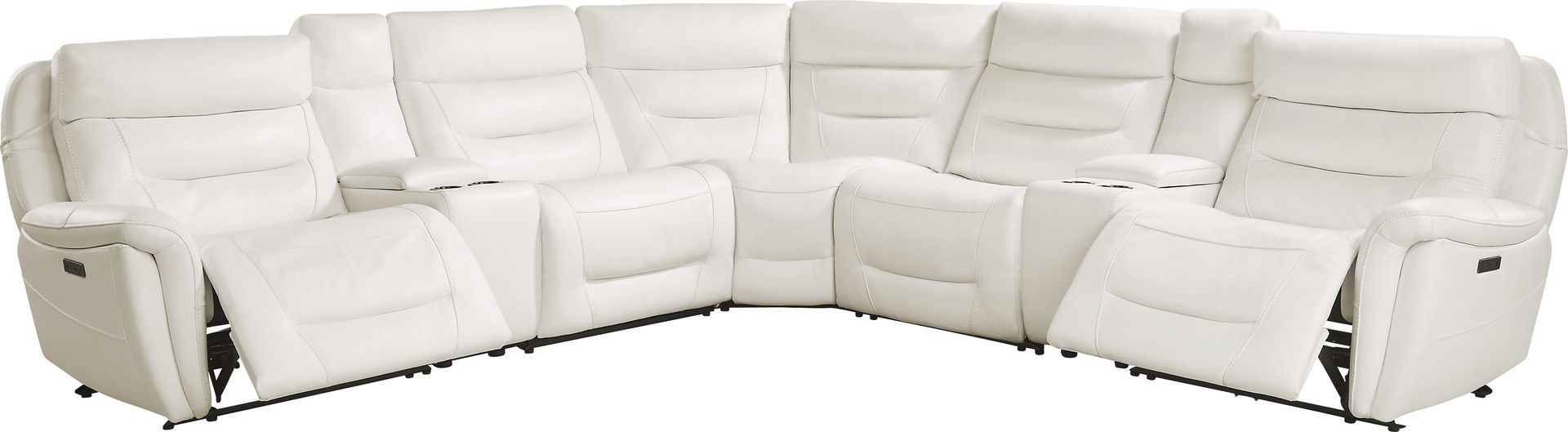 Regis Park White Leather 7 Pc Dual Power Reclining Sectional - Image 1