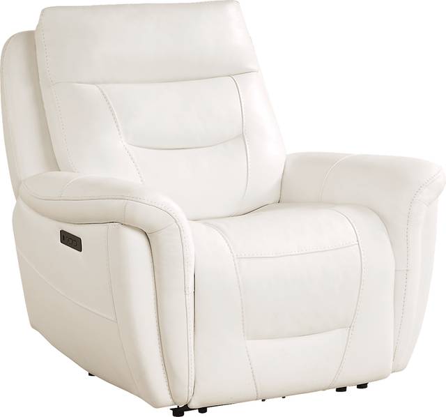 Regis Park White Leather Dual Power Recliner - Thumbnail - Image 3