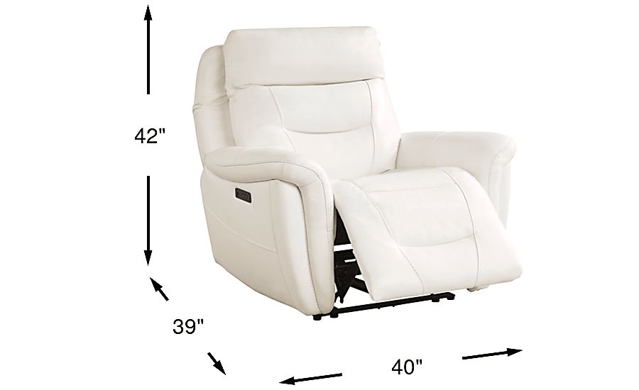 Cindy Crawford Regis Park White Leather Dual Power Recliner