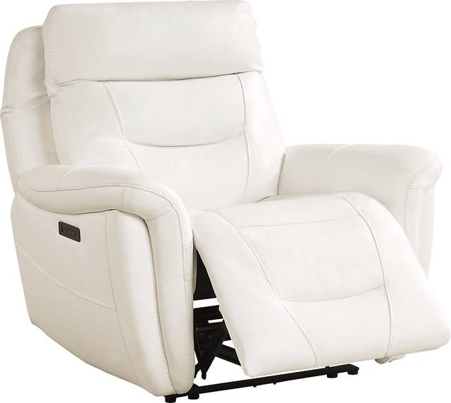 Regis Park White Leather Dual Power Recliner - Thumbnail - Image 1