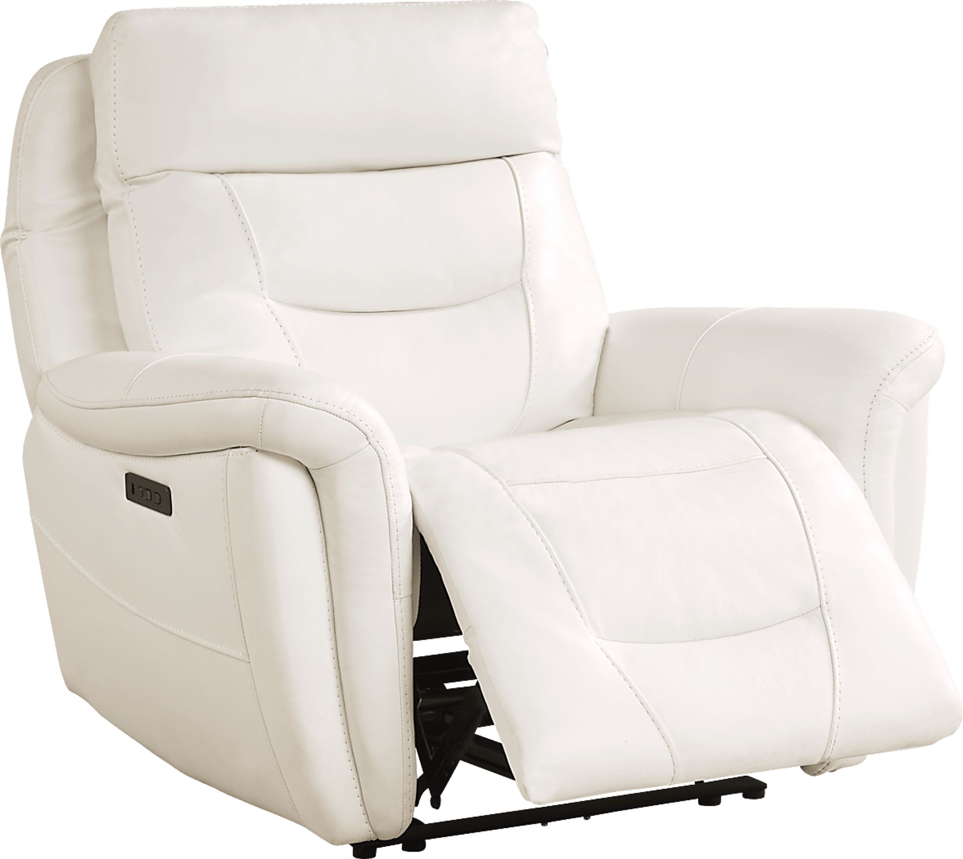 Regis Park White Leather Dual Power Recliner - Image 1