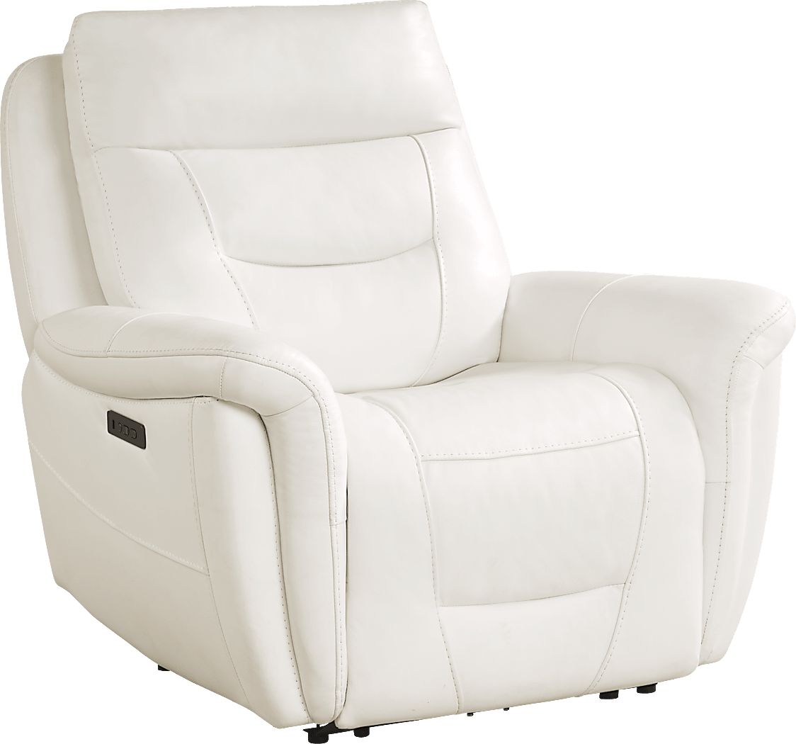 Cindy Crawford Regis Park White Leather Dual Power Recliner