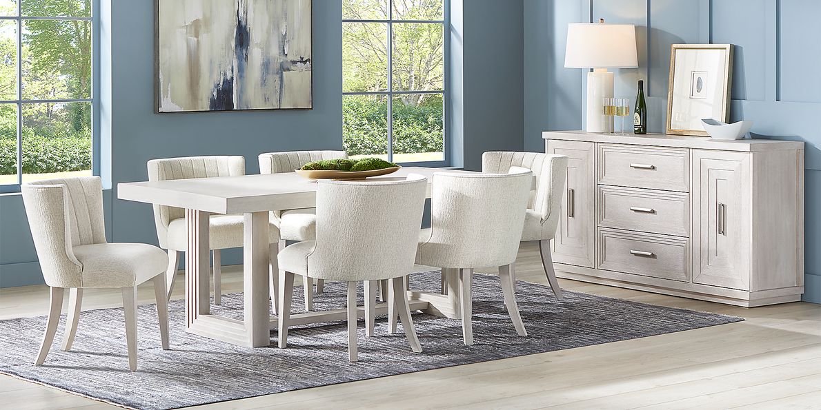 Cindy Crawford Royal Park 5 Pc Ivory Light Wood White Dining Room