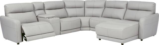 Cindy Crawford Home Salento Gray 6 Pc Leather Power Reclining Sectional - Thumbnail - Image 1