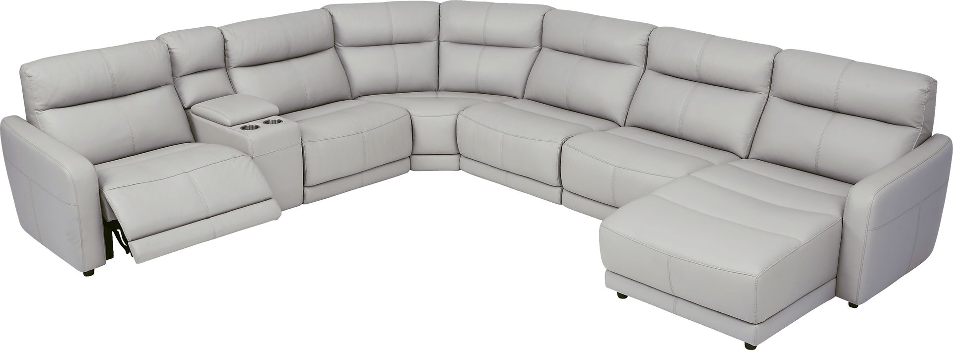 Cindy Crawford Home Salento Gray 7 Pc Leather Power Reclining Sectional - Image 3