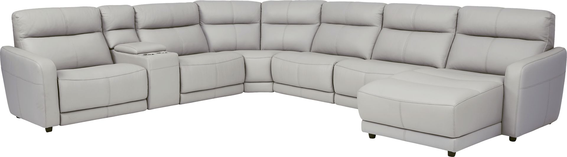 Cindy Crawford Home Salento Gray 7 Pc Leather Power Reclining Sectional - Image 1