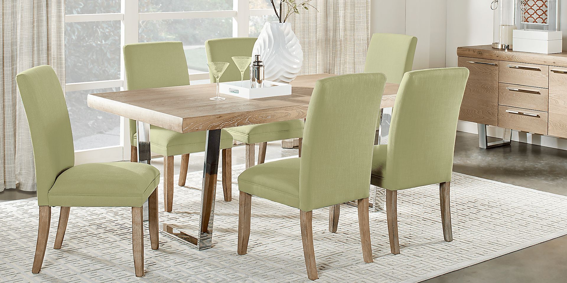 Cindy Crawford Home San Francisco Ash 5 Pc Dining Room w/BlueChairs - Image 1