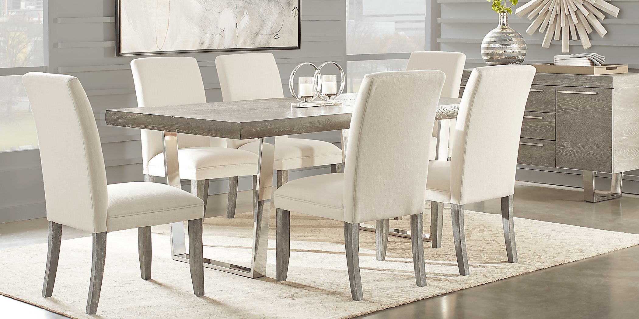 White and gray dining set hot sale