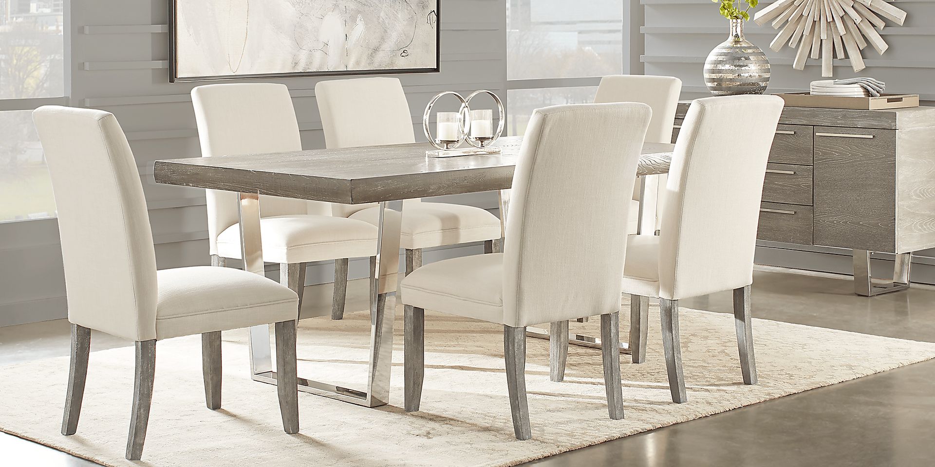 Cindy Crawford Home San Francisco Gray 5 Pc Dining Room with Chalk Chairs - Image 1