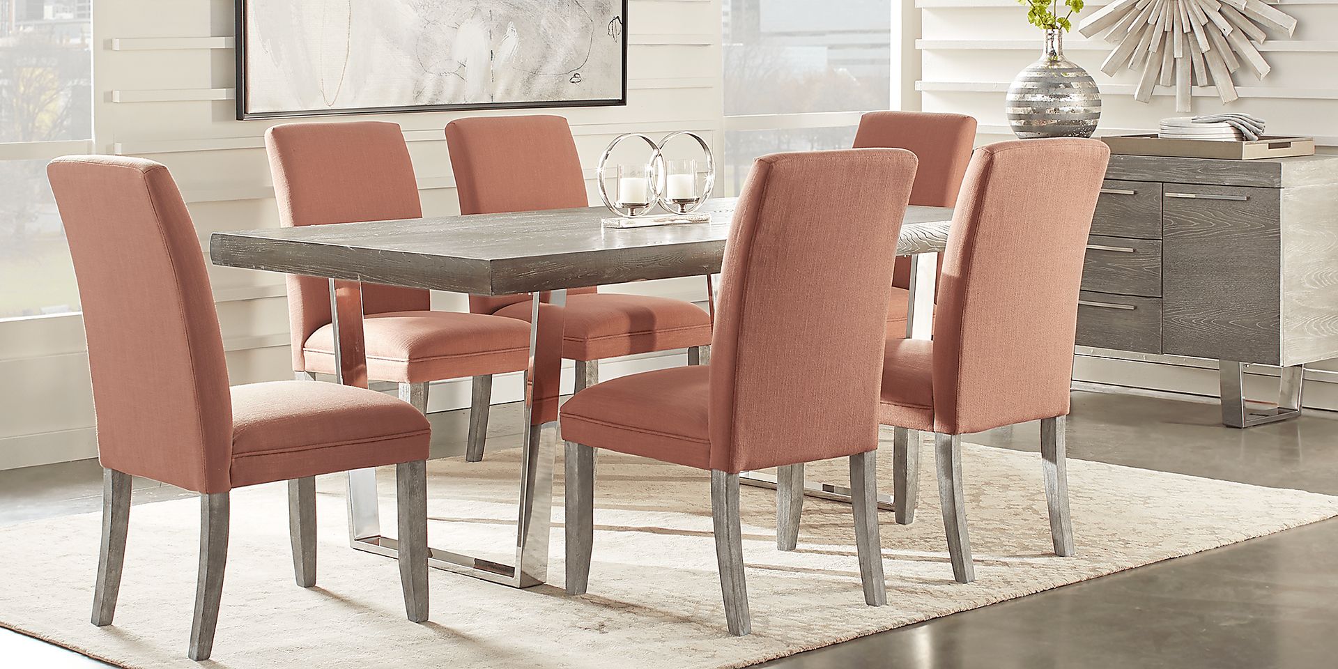 Cindy Crawford Home San Francisco Gray 5 Pc Dining Room with Curry Chairs - Image 1