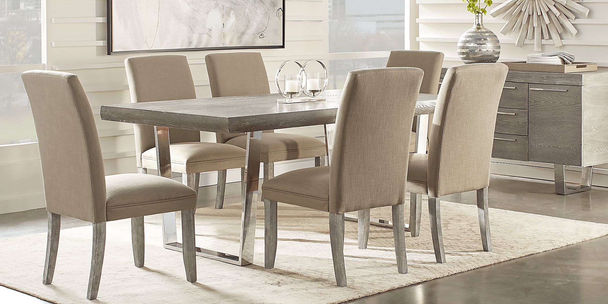 Cindy Crawford San Francisco 5 Pc Gray Brown Dining Room Set With