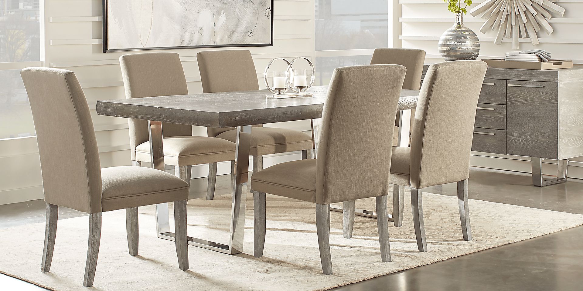 Cindy Crawford Home San Francisco Gray 5 Pc Dining Room with Portobello Chairs - Image 1