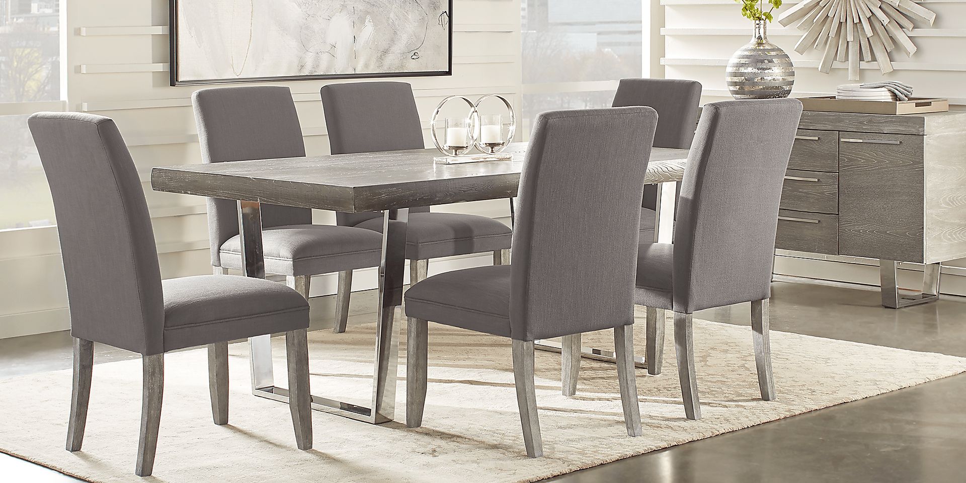 Cindy Crawford Home San Francisco Gray 5 Pc Dining Room with Charcoal Chairs - Image 1