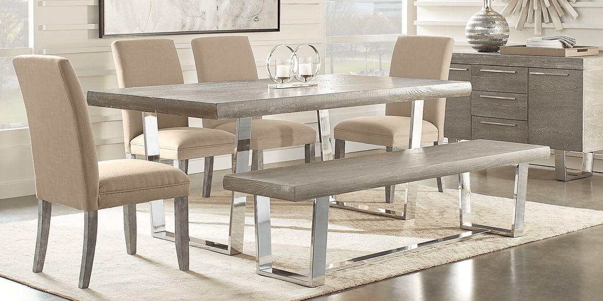 Gray bench for online dining table