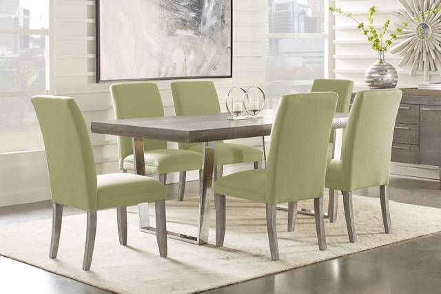 San Francisco Gray 7 Pc Dining Room with Kiwi Chairs - Thumbnail - Image 1