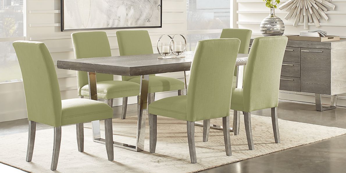 San Francisco 7 Pc Gray Green Dining Room Set With Dining Table, Side