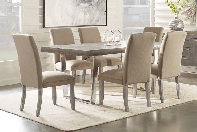 San Francisco Gray 7 Pc Dining Room with Brown Chairs - Thumbnail - Image 1