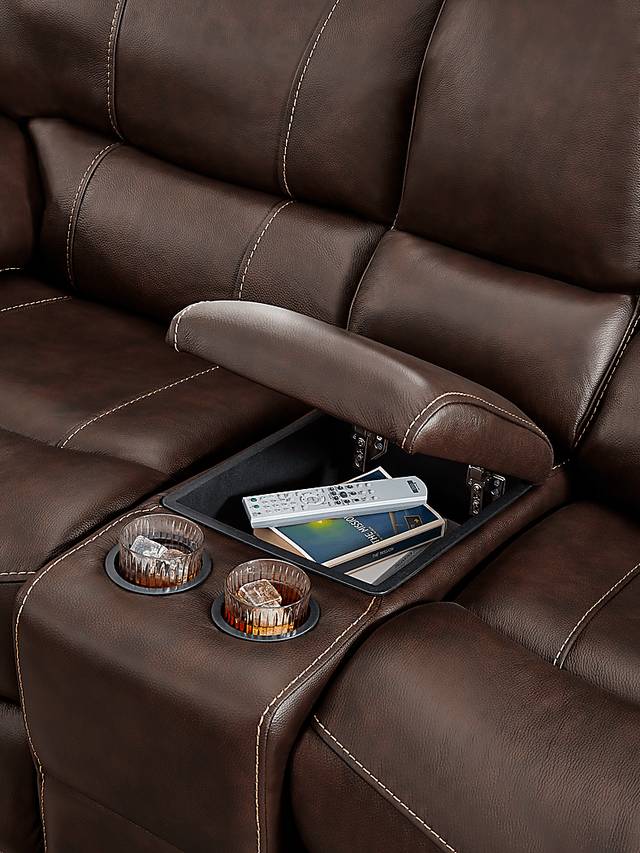 Cindy Crawford Home San Gabriel Brown Leather Power Reclining Sofa - Thumbnail - Image 3