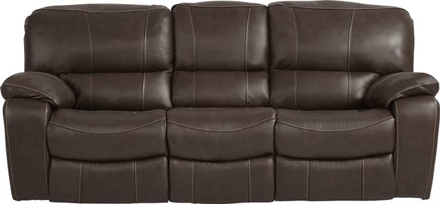 Cindy Crawford Home San Gabriel Brown Leather Power Reclining Sofa - Thumbnail - Image 1