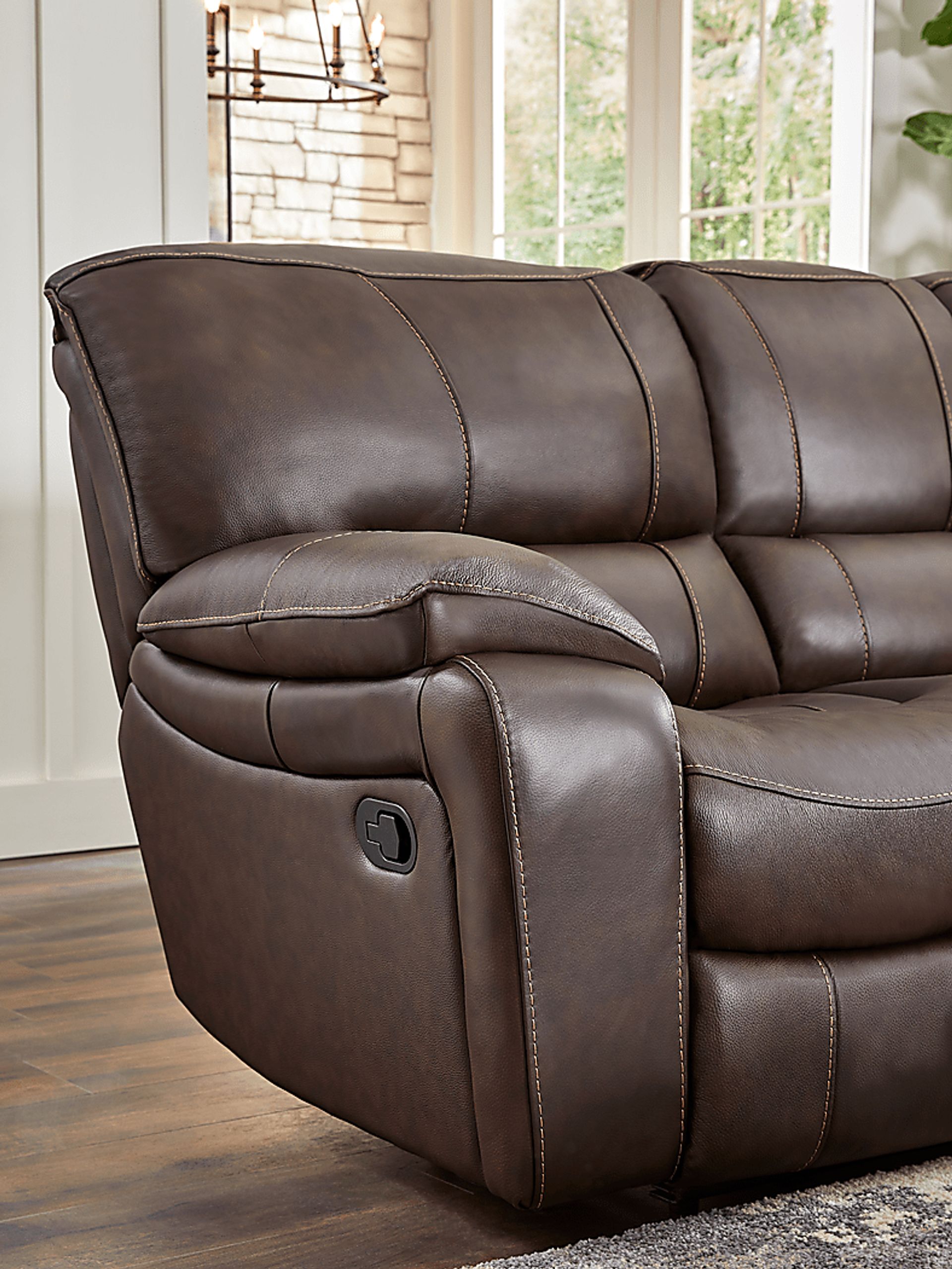 Cindy Crawford Home San Gabriel Brown Leather 6 Pc Living Room with Reclining Sofa - Image 4