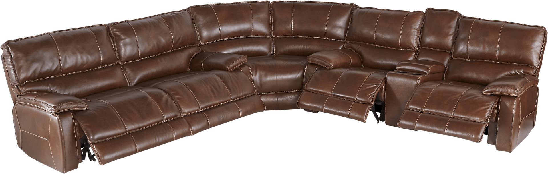 Cindy Crawford Home San Michele Brown 3 Pc Leather Reclining Sectional - Image 2
