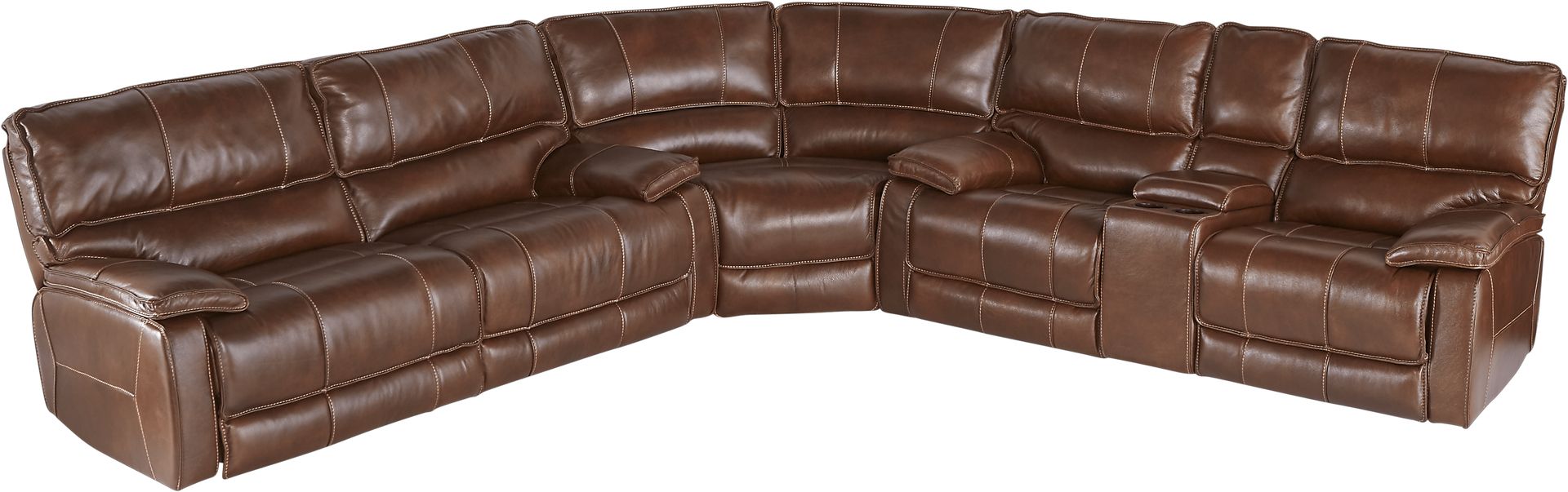 Cindy Crawford Home San Michele Brown 3 Pc Leather Reclining Sectional - Image 1