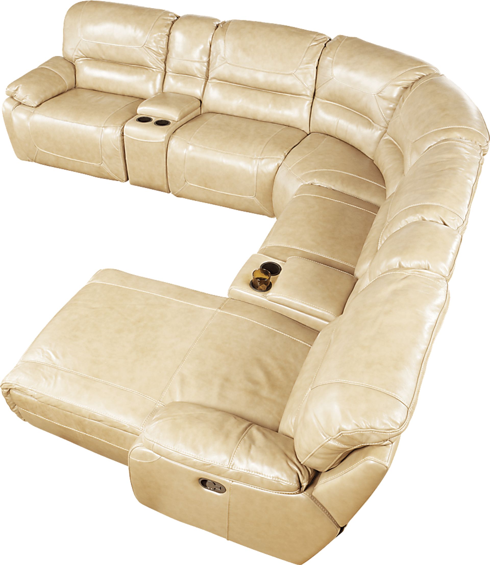 Cindy Crawford Home  San Salento Toffee Leather Left 6 Pc Power Reclining Sectional - Image 1