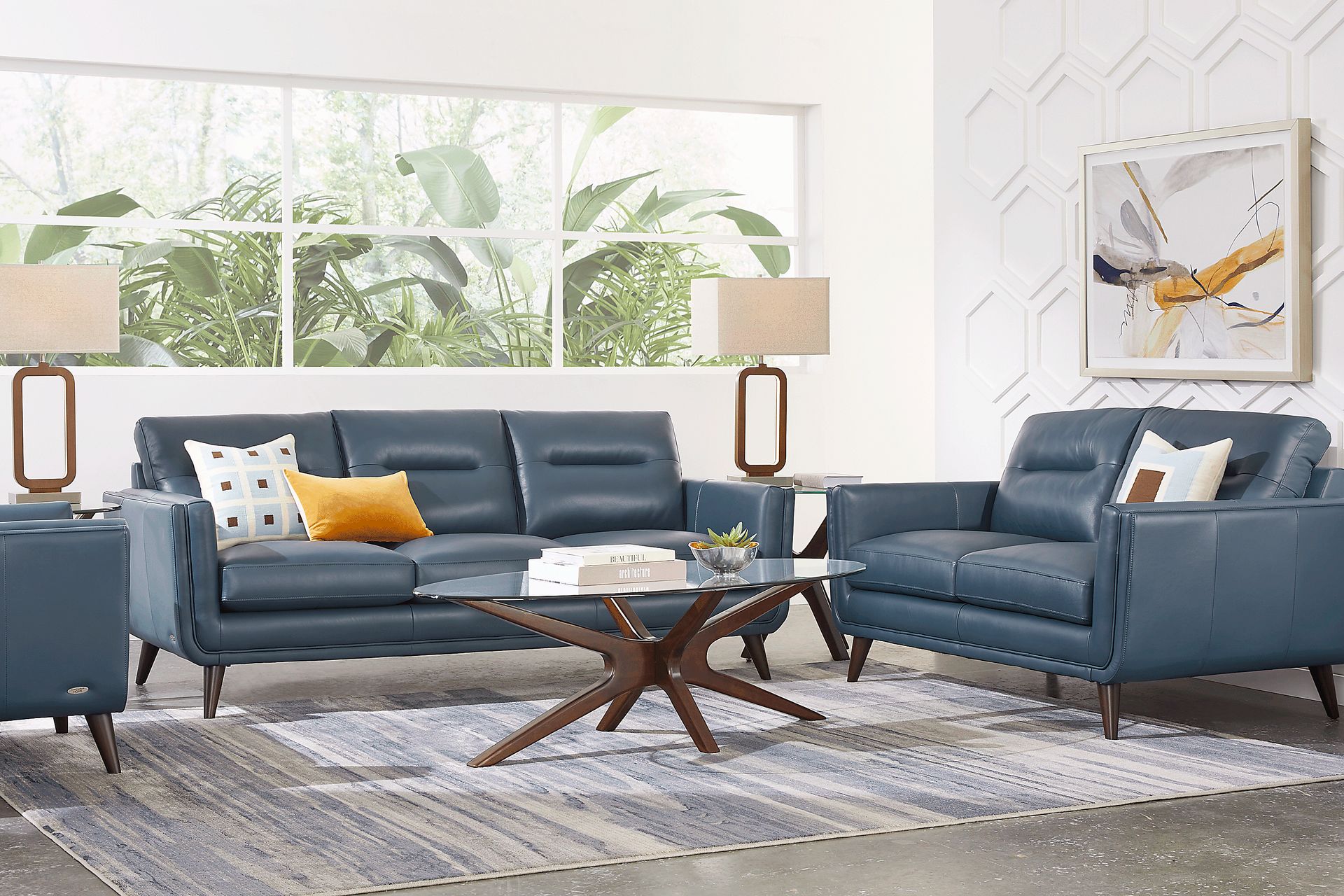 Cindy Crawford Home San Salerno Blue 2 Pc Living Room - Image 1