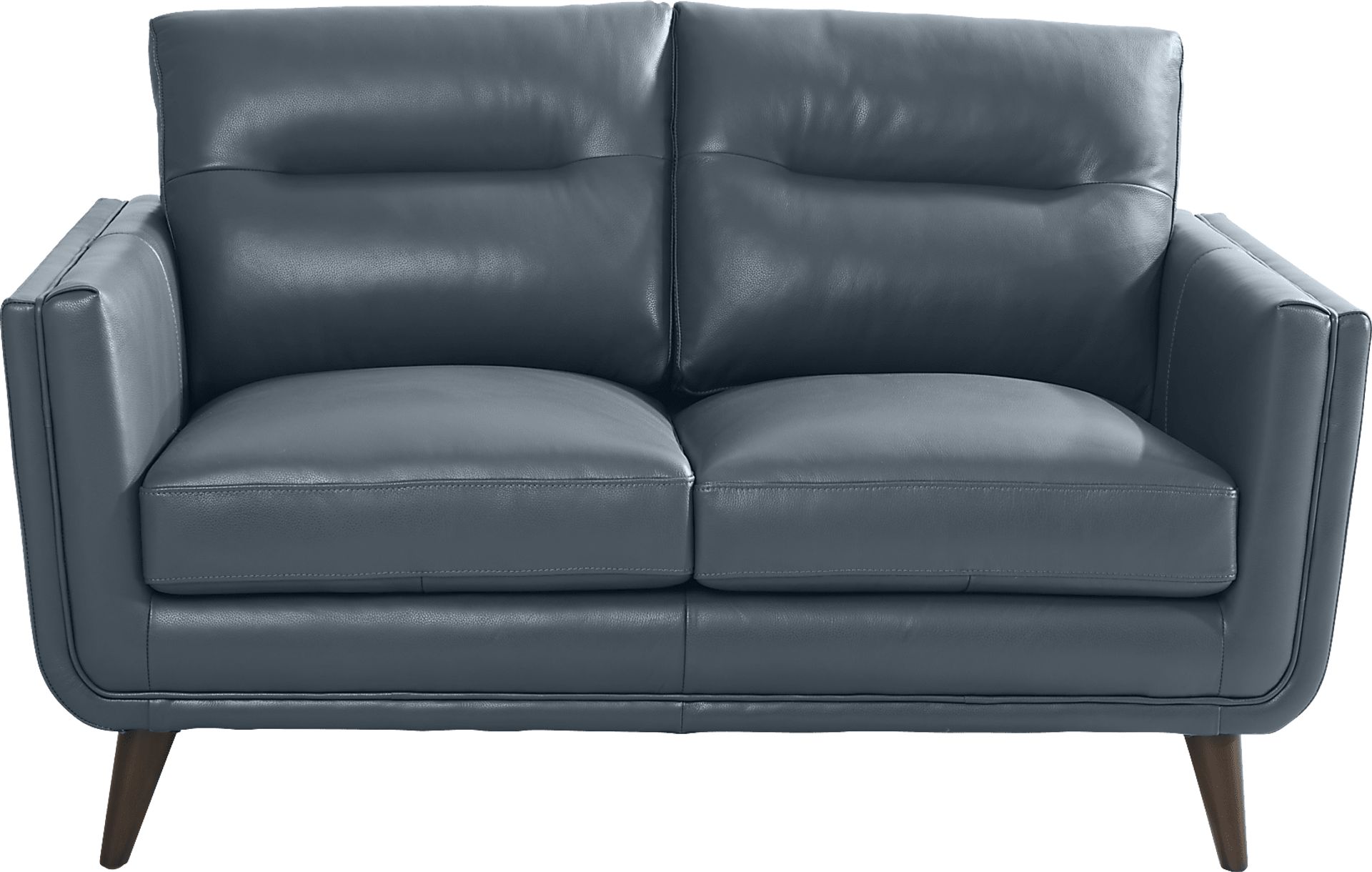 San Salerno Blue Leather Loveseat - Image 1